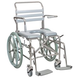 Juvo Mobile Shower Commode -  Self Propelled with Swingaway Legrests