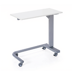 Overbed Table - Gas Assisted - Signal White Frame - White Oak Laminate Top