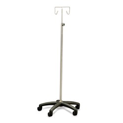 IV Stand Mobile 2 Hook Stainless Steel fitted to Nylon Base