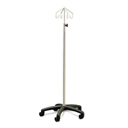 IV Stand Mobile 4 Hooks Stainless Steel fitted to Nylon Base