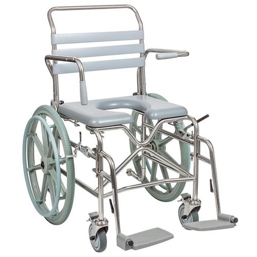 Juvo Mobile Shower Commode -  Self Propelled with Swingaway Legrests