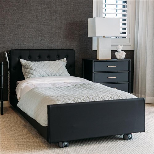 Casero Duo Bed Single - Oxford Head & Foot Boards - Ebony Vinyl