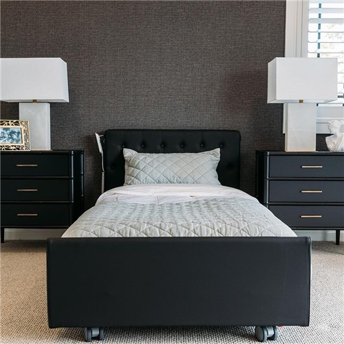 Casero Duo Bed Single - Oxford Head & Foot Boards - Ebony Vinyl