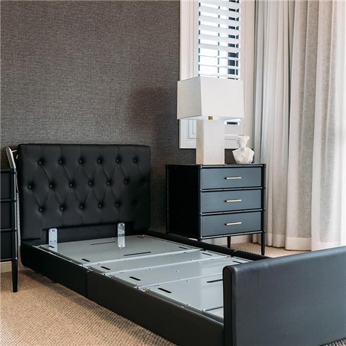 Casero Duo Bed Single - Oxford Head & Foot Boards - Ebony Vinyl