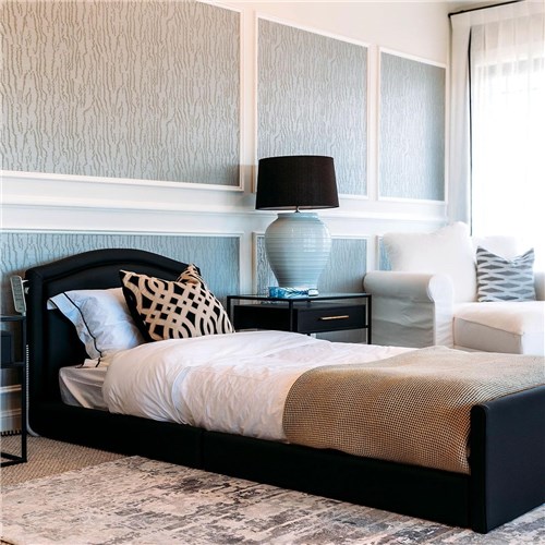 Casero Mode Bed Single - Belgrave Head & Foot Boards, Ebony Vinyl