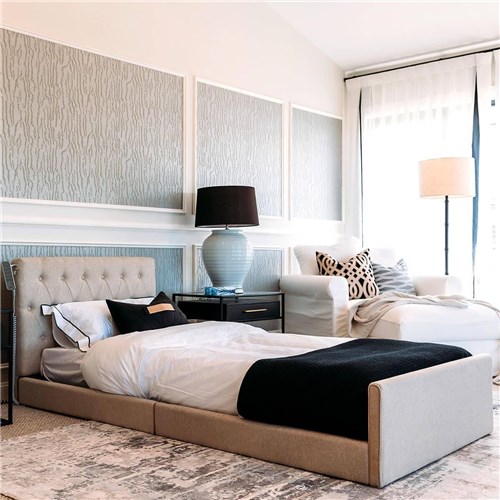 Casero Vogue Bed King Single - Oxford Head & Foot Boards, Oatmeal