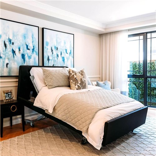 Casero Plus Bed Double - Oxford Head Board, Standard Foot Board, Ebony Vinyl