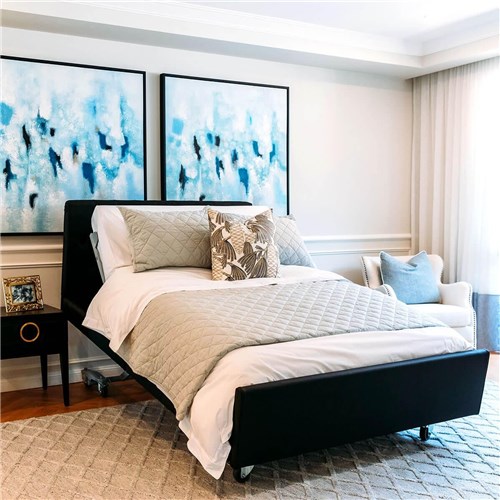 Casero Plus Bed Double - Oxford Head Board, Standard Foot Board, Ebony Vinyl