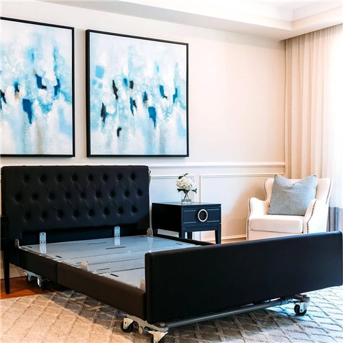 Casero Plus Bed Double - Oxford Head Board, Standard Foot Board, Ebony Vinyl