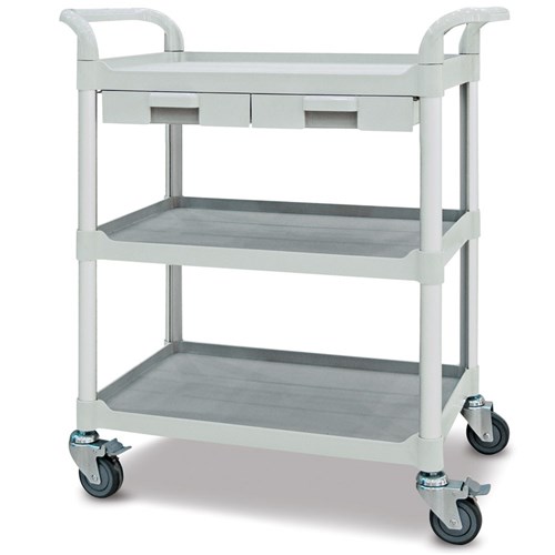 Service Cart - 3 Shelves & 2 Drawers