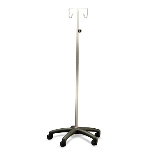 IV Stand Mobile 2 Hook Stainless Steel fitted to Nylon Base