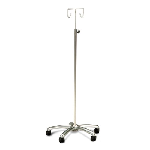 IV Stand Mobile 2 Hooks Stainless Steel Alloy Base