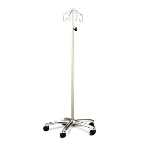 IV Stand Mobile 4 Hooks Stainless Steel Alloy Base