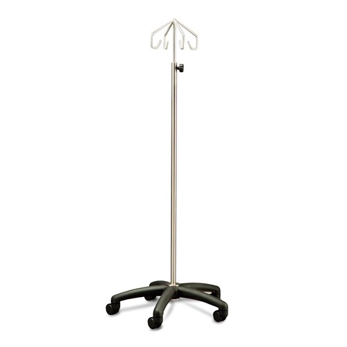 IV Stand Mobile 4 Hooks Stainless Steel fitted to Nylon Base