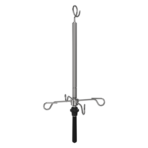 IV Pole - Stainless Steel, 4 Hook, Ceiling Rail