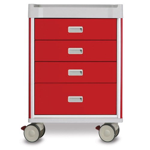 Viva Emergency Cart, 4 Drawer, Red - 1010mm