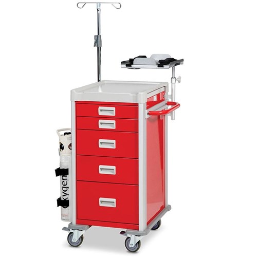 Viva Narrow Emergency Cart, 6 Drawer, Red - 1085mm
