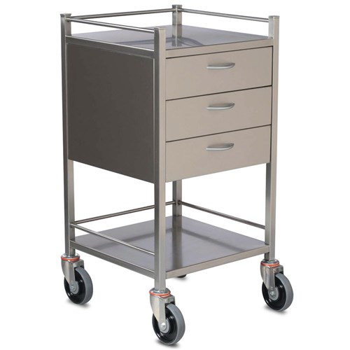 SQ Series 3 Drawer Dressing Trolley - 750 x 490