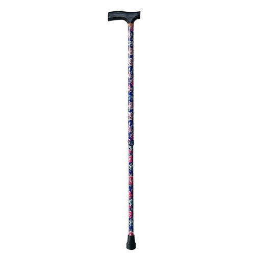 Walking Stick Adjustable - Folding - Blue Floral